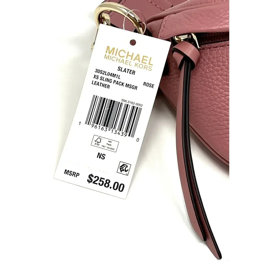 Michael Kors Slater Extra Small Pebbled Leather Sling Fanny Pack Rose Pink XS